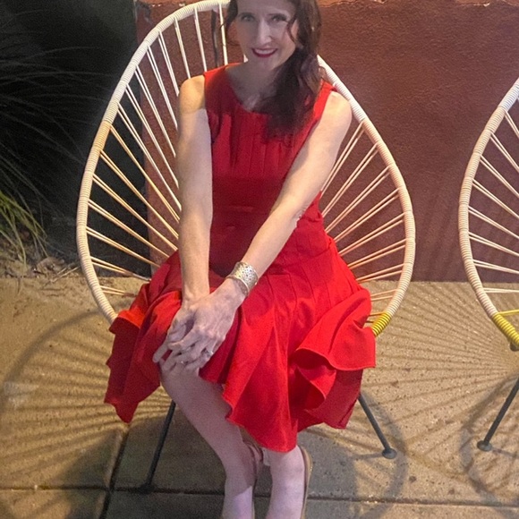 Sz 4 Calvin Klein Sleeveless Pleated A-Line Dress Flowy Fit and Flare - Picture 9 of 9